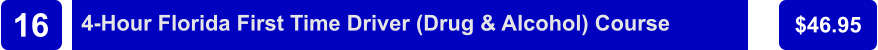 4-Hour Florida First Time Driver (Drug & Alcohol) Course $46.95 16